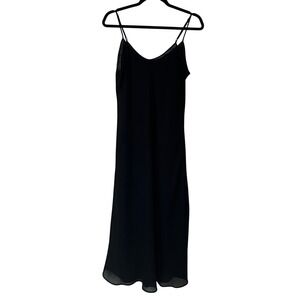 Vintage Farr West Sheer Midi / Maxi Chiffon Slip Dress Black Sz 40 M/L